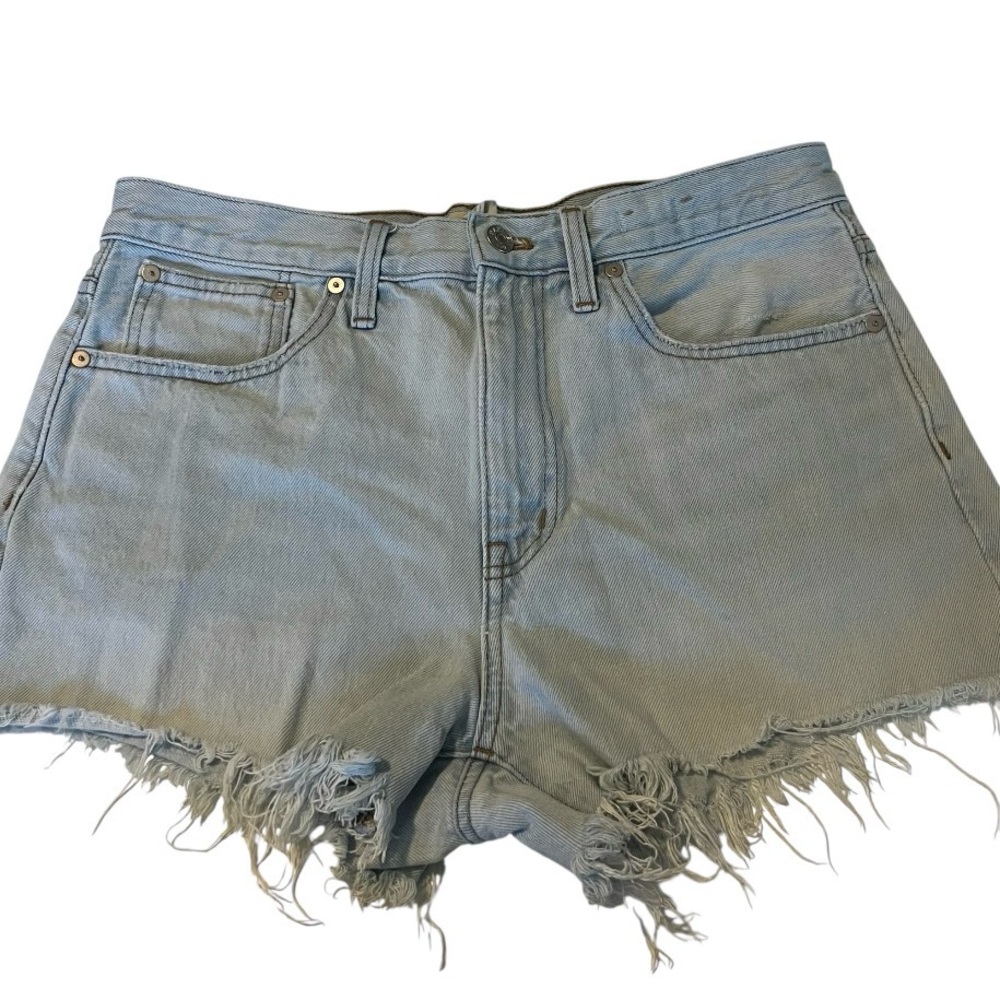 Madewell Relaxed Denim Shorts Size 28 Light Wash Raw Hem Distressed Jean Shorts